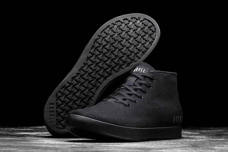 Black Nobull Canvas Mid Men's Trainers | CA Y1474X